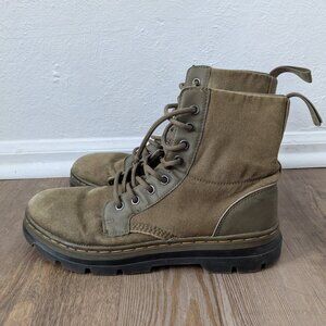 Dr Martens Combs Men 9 / Womens 10 EU 42 Olive Green Canvas Lace Up Combat Boots